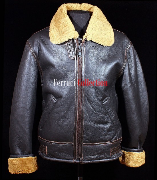 Men's B3 Brown Ginger RAF WW2 Real Shearling Sheepskin Bomber Leather Jacket