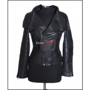 Anita Black Ladie's New Biker Style Fashion Real Lamsbkin Leather Jacket