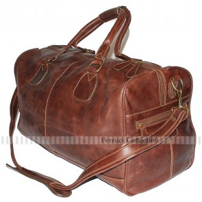 2820L Brown Holdall Weekend Duffle Italian Real Leather Bag