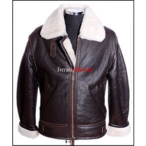 Men's Shearling B3 Brown Real Sheepskin World War 2 Bomber Leather Flying Jacket