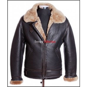 Men's Shearling B3 Brown Ginger Sheepskin RAF WW2 Bomber Leather Flying Jacket