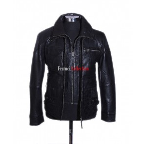 Henry Black Men's Classic Safari Style Casual Real Sheep Leather Fashion Jacket