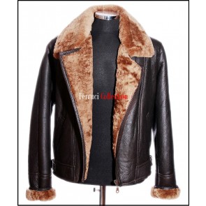 Shearling Aviator Brown Mens Crosszip Ginger Sheepskin Leather WW2 Flying Jacket
