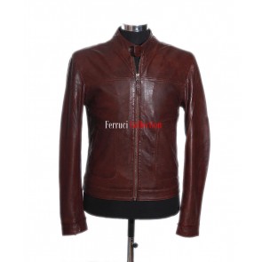 Christopher Brown Men's Fitted Style Casual Real Sheep Leather Fashion Jacket