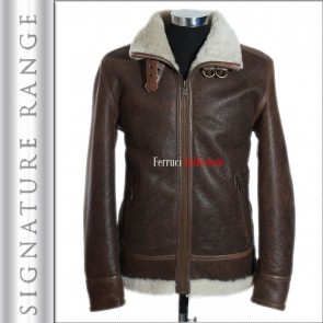 'Signature' Men's B3 Rust Brown Real Marino Shearling Sheepskin Leather Jacket