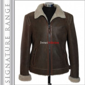 'Signature' Men's Leon Rust Brown Marino Shearling Sheepskin Leather Jacket