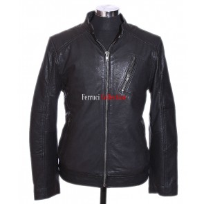 Rider Black Men's Smart Vintage Style Real Soft Lamsbkin Leather Jacket